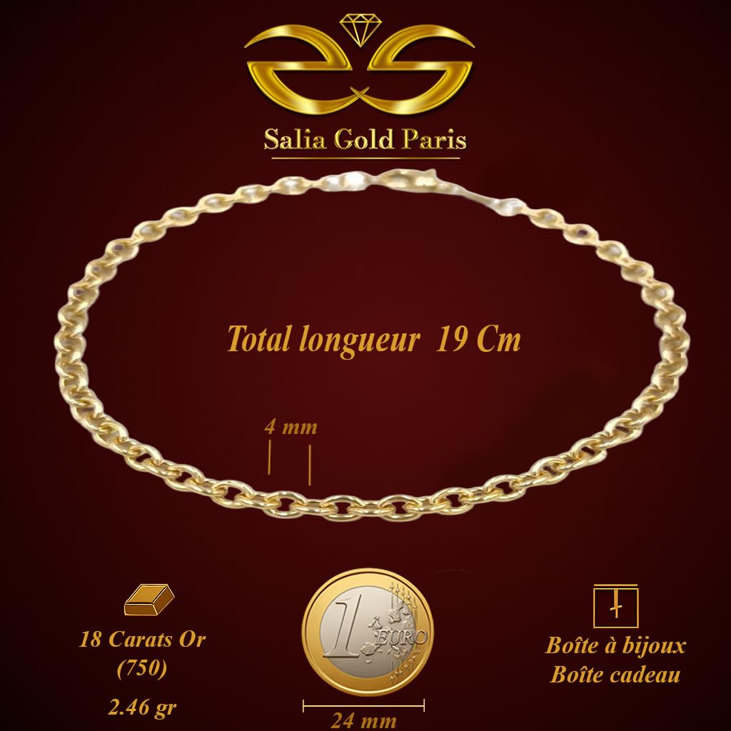 Bransoletka Noura z 18-karatowego żółtego złota - okrągłe ogniwa Ø 4 mm, 2,46 gr; eleganckie i ponadczasowe wzornictwo Salia Gold Paris