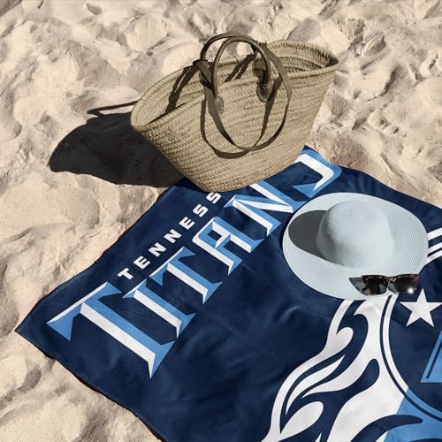 Image of Northwest NFL Tennessee Titans Microfiber Beach Towel, 30 x 60 Inches - Quick Dry, Sand Resistant, Lightweight, Highly Absorbent, Incisor Design
