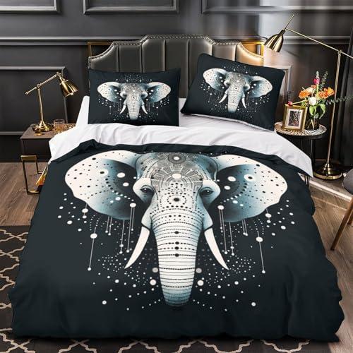 Parure de lit éléphant 3D avec housse de couette 260x220 cm et taies - 4