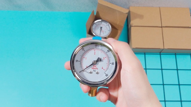 Image of Flutesan 6 Pcs 0-60psi Low Pressure Gauge 2.5 inch Face Dial Size 1 /4 NPT Lower Mount Waterproof Pressure Gauge with Stainless Steel Case for Pool Water Pump Tire Water Oil Air