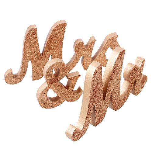 Haperlare Vintage Style Mr and Mrs Sign Mr & Mrs Wooden Letters Wedding Sign with Rose Gold Glitter Letters Mr and Mrs Sign for Wedding Table,Photo Props,Party Table,Top Dinner Christmas Decorations