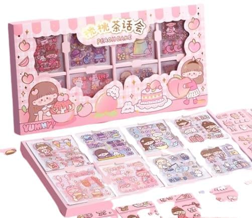 JETRA PVC Cute Girl Theme Kawaii Stickers - 200 Sheets Cute Washi Stickers, Japanese Style Cartoon Girls Sticker Set, Stationery Item, Journals, Scrapbooking, DIY Arts and Crafts, Removable