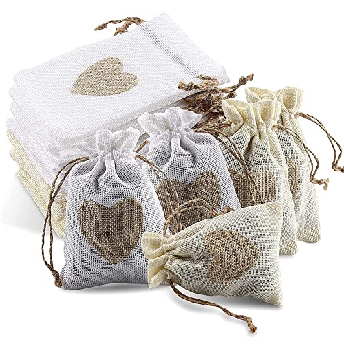 40 Piezas Bolsas de Yute, Cordón Bolsa Joyería, Bolsitas de Tela para Regalos, Saquitos de Tela PequeñAs, para Dulces, Joyas, Manualidades y Pequeños Regalos, (2 Colores) Cover