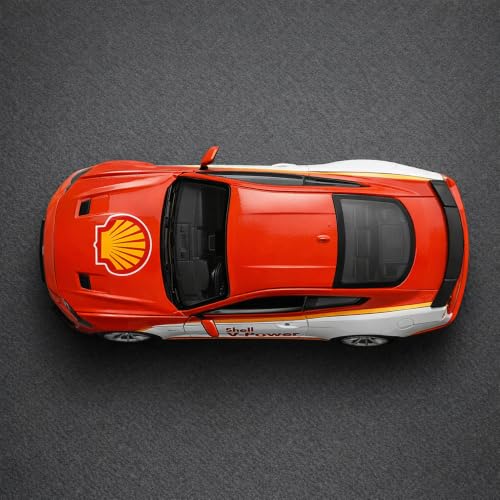 Image of Wizplex CCA Ford Mustang GT 2018 Shell V-Power 1:34 Scale Officially Licensed Die Cast Metal Car - Pull Back with Openable Doors, Light & Sound, Collectible Showpiece for Kids 3+
