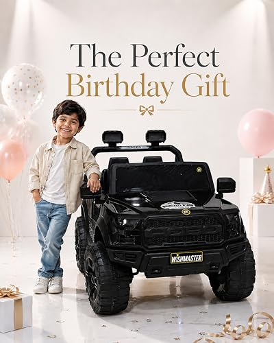 Image of Wish Master 4x4 Off-Road Electric Ride-On Jeep for Kids | 12V Battery, Remote & Manual Drive | Big Size Jeep with Music, Lights & Safety Belt