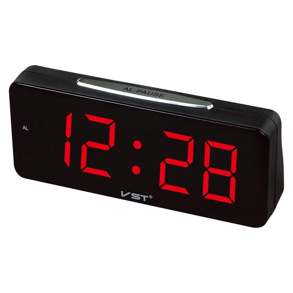 Reloj de alarma LED digital para mesita de noche con pantalla de números grandes rojos