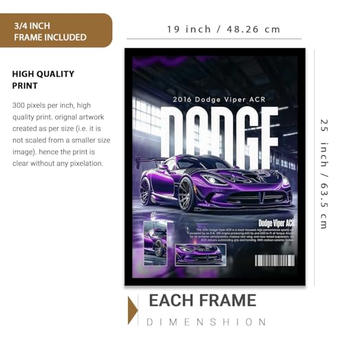 Image of HOTHOUSE Big Porsche 911 GT3, Porsche Carrera GT, Dodge Viper Cars Framed Posters Gift Items for Boys Room Wall Decoration Bedroom Living Room Office Studio Decor | Set Of 3 Size (19 X 25 inch)