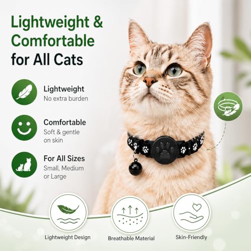 Image of Pet Tracker,GPS Collar for Cats,Smart tag,Waterproof Compatible with Find My,No Monthly Fee,Advanced Tracking Solution Smart Collar for Pet Safety Ideal Small Large Cats(Android User)