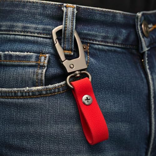 Image of THE MEN THING - Stylish Multicolor Stainless Steel Keychain for Men & Boys (FORGECLIP RED)