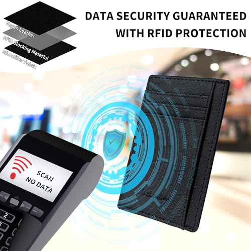 Image of Chelmon Slim Wallet for Men, Minimalist Front Pocket RFID Blocking Credit Card Holder