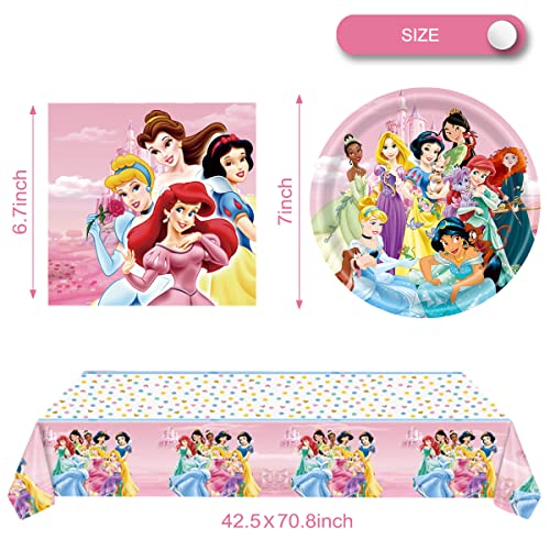 41Pcs Princess Birthday Party Supplies ,20 Plates + 20 Napkin + 1Tablecloth Princess Party Decorations Supplies ， Kids Party Decoration Supplies #TOP2