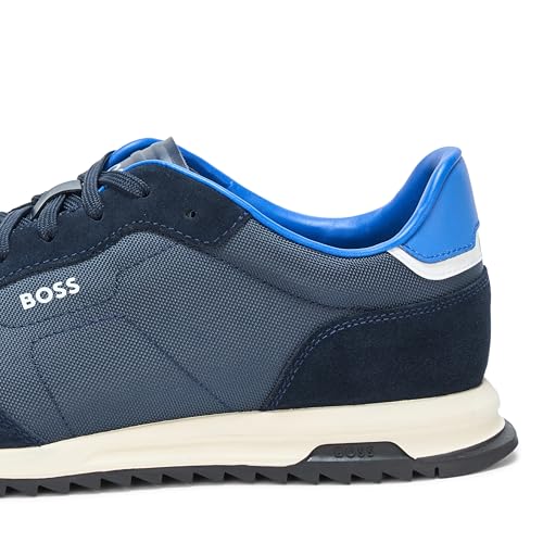 Image of BOSS Men's Zayn Low Profile Suede Leather Two Tone Sneaker