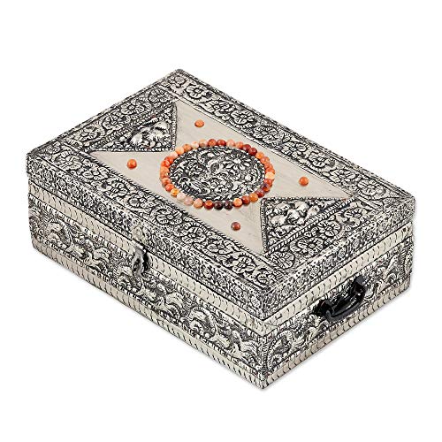 Novica Decorative Mango Wood Brass Repousse Jewelry Box, Metallic, Sunny Lace' #TOP17