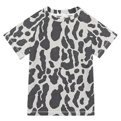 ALAZA Boys Swim Shirt Short Sleeve Rash Guard for Boys Girls UPF 50+ Black White Reptile Skin Print 9-10T