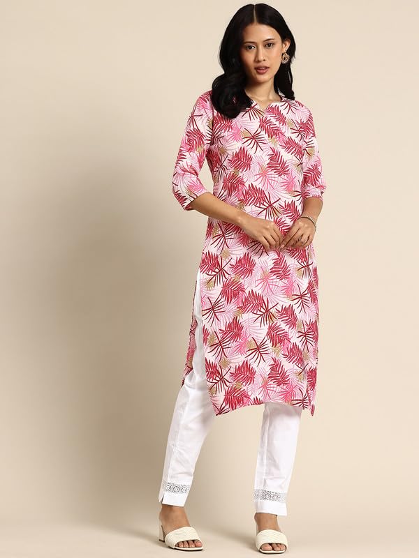 Image of JAKHANA Women's Crepe Printed Casual Straight Calf Length Round Nick Kurta Pack of 4