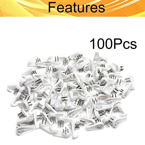Image of Picture Hangers Ceiling Hooks Professional Photo Frame Hooks Kit with Nails for Hanging Plants Mugs Wind Chimes Utensils White 100PCS