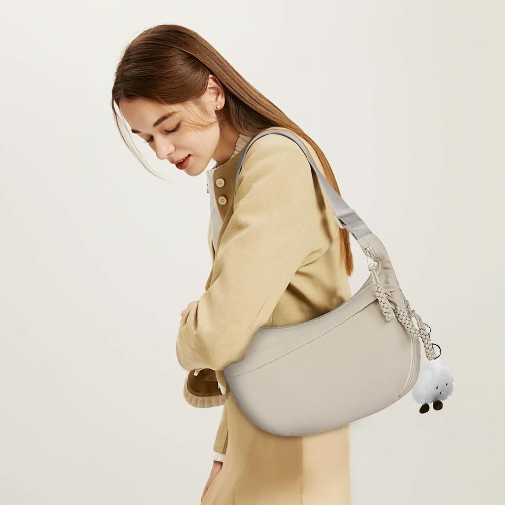 Aucuu Crossbody Bag damska torba na ramię, półksiężyc, torba na ramię, sztruksowa, na co dzień, z regulowanym paskiem na ramię, do pracy, na podróż, na co dzień