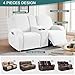 Ruaozz Loveseat Recliner Covers with Console, 4-Pieces Recliner Sofa Covers Stretch Jacquard Reclining Couch Covers with Pockets Furniture Protector with Elastic Straps Bottom (Ivory)