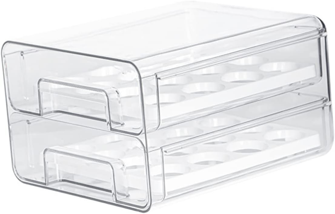 Homoyoyo Refrigerator Storage Container Double Organizer Bin Compartment Design for Fridge Freezer Pantry Kitchen Cabinets