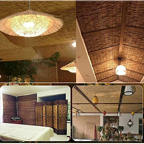 Cordless Retro Outdoor Reed Roller Blinds Retro Bamboo Roll Up Roman Roller Blinds Porch Blackout Roller Blinds Reed Roller Blind Privacy Protection Easy Installation/10×31In（W×H）/White #TOP4