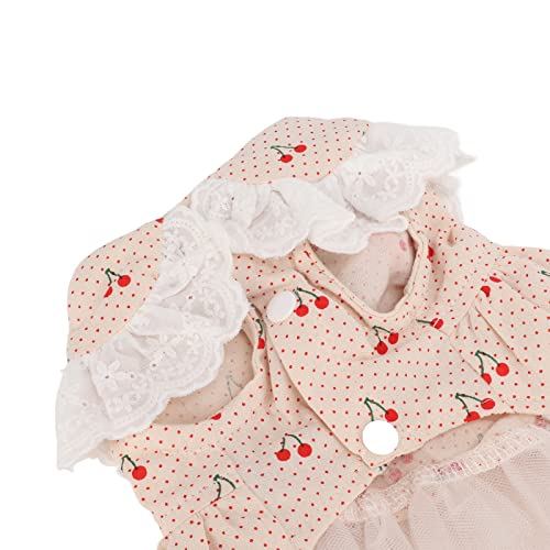 Vestuário para cachorros, padrão de cereja lavado à mão respirável, vestido de algodão pequeno macio