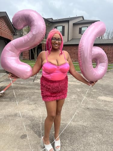 Image of 6 Balloon Numbers Birthday Decorations, 40In Pearl Pink Balloons for Party | Eye-catching Appearance, Perfect Decorative Centerpieces, Convenient Self-sealing Structure, Widely for Various Occasions