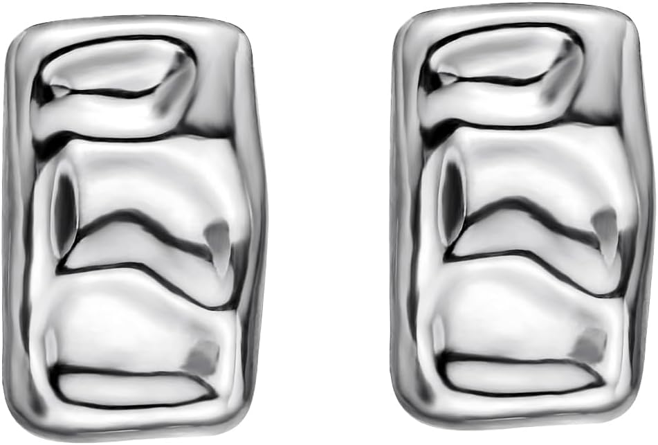 Geometric Rectangle Gold Plated Stud Earrings Irregular Hammered Chunky Statement Square Earrings for Women Trendy