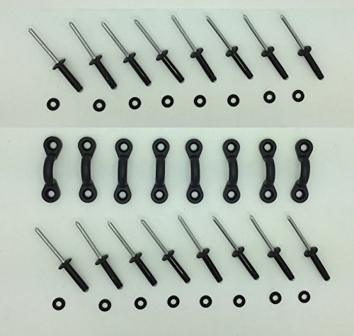 TOTAL MARINE Durable Nylon PAD Eyes Set of 8 for Kayak Rafting with Black Aluminum Rivets