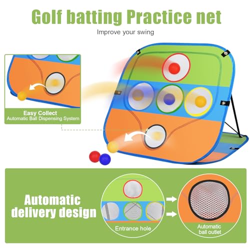 MiguMigu Rede Pop Up Golf Chipping 2 Em 1 com Vários Bolsos para Jogos de Quintal, Auxílios de Trein