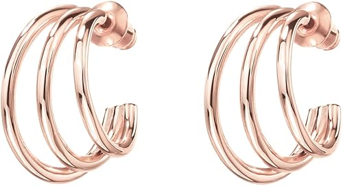 Miniatura 3 de PAVOI 14K Gold Plated Sterling Silver Post Split Huggie Earrings RoseWhiteYellow Gold Earrings for Women
