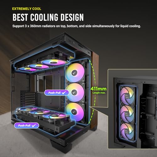 Antec C8 Wood, Fans not Included, Wooden Front Panel, Dual-Chamber Layout, Type-C, 360mm Radiator Support, Seamless TG Front & Side Panels, RTX 40 Compatible, Full-Tower E-ATX PC Case by Antec - Image 6