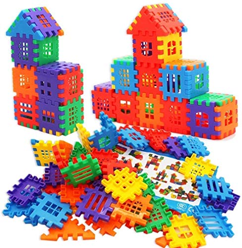 DEJUN Interlock Blocks Toys, Kids Building Blocks Set, Educational Toys, Construction Play Board Building Blocks,Best Gift for Kids,Educational Conventional Toys Gift for Boys Girls (120 PCS)