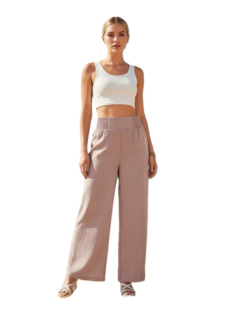 Women Trouser||Women’s Four-Season Pants with Drawstring, Comfortable Wide-Leg Loose Fit Casual Fashion Trousers (P-08-11)