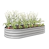 FOUBAM Galvanized Raised Garden Bed for Vegetables,Outdoor Garden Raised Kit Planter Box,Backyard Pa
