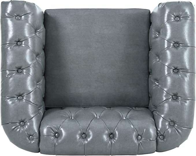 Image of WOODEN WORLD Modern & Classic Leather Sofa Set - Luxurious Comfort, Stylish Design, and Durable Build (Grey, 1 Seater)