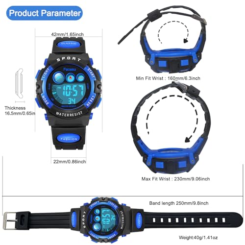 Image of Kids Watch Digital for Boys-Waterproof Kids Sports Watch with Light, Alarm&Snooze,Stopwatch Military Design Silicone Band Gift for Birthdays,Christmas Outdoor Activities(8+ Years)
