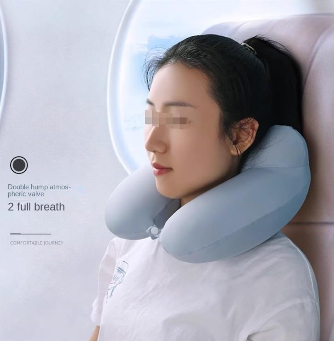 Cuscino Aereo Confortevole Cuscino da Viaggio Gonfiabile in Tessuto di Seta Ghiacciata per Il Collo Portatile A Forma U per Aeroplani Casa Treno Auto(A)