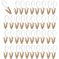 dosamll 30PCS Multi-Purpose Laundry Hooks Hanging Clips with Plastic Rope for Closet Organizer Clothes Pants Socks Towel Bra Bathroom Wardrobe Kitchen (Light Yellow)