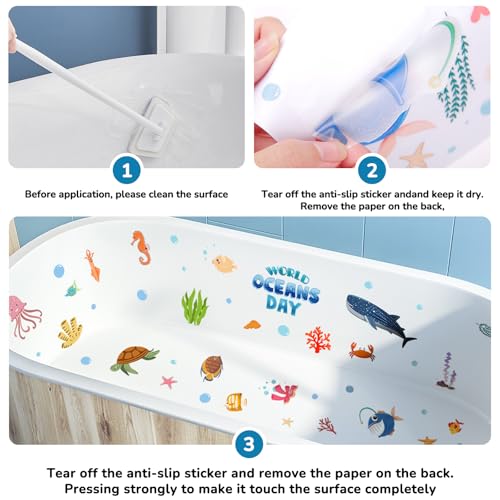 Calcomanías antideslizantes para bañera infantil que evitan resbalones con motivos del océano 8