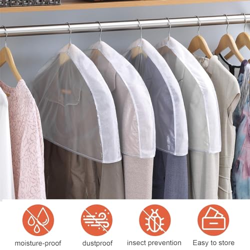 Pizsieat 10 Stück Kleiderschutzhülle Kleiderhüllen 60x30cm Weiße Schultercover Schulterabdeckung Schulter für Anzug, Mäntel, Jacken, Kleiderschrankaufbewahrung