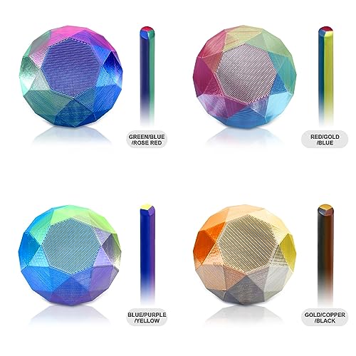Image of Reprapper PLA Filament 4 X 250g Color Pack, Triple Color Filament Coextrusion PLA 1.75mm for 3D Printer, 4 Spools Silk Rose /Blue /Green, red-blue1-gold, Purple /Blue /Yellow, Gold /Copper /Black