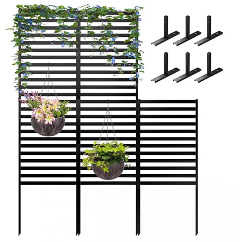 ArdeFentium 46.4 H X 47.3 W Metal Privacy Screen Outdoor - 10 Panels Freestanding Privacy Fence Panels with Stakes - Decorative Garden Air Conditioner Trash Can Pool Equipment for Backyard Patio