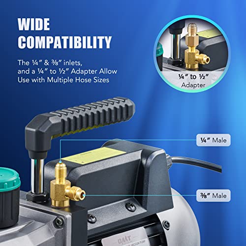 Omt 4.5Cfm Vacuum Pump, 1 Stage Hvac Vacuum Pump For R12 R22 R134A R410A Systems, Small 1/3Hp 38 Micron Vacuum Pump For Air Conditioner Servicing Resin Degassing And More, Oil Included #TOP4