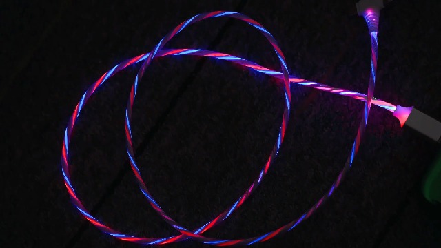 Image of 3-in-1 LED Colorful Flowing Light Fast Charging Cable 39-inch, Soft PVC USB Cable with Super Fast Charging, High-Speed Data Sync & Energy-Saving Light Effect, Compatible with Nearly All Devices.