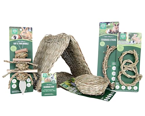 Small Pet Select Tiny Paws Seagrass Play Pack for Guinea Pig Rabbit Bunny Toys Hideout Tunnel Cage Accessories