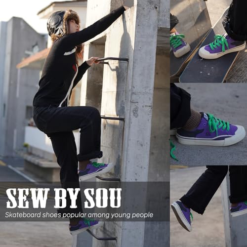 Image of Skateboard Shoes for Men Leather Low Top Pro Skateboarding Training Casual Sneakers