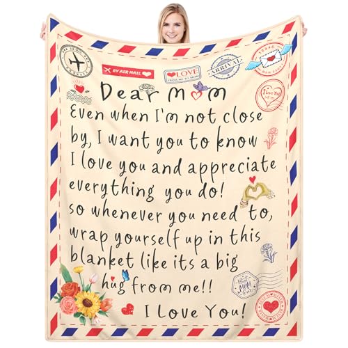 Mothers Day Blanket Gifts for My Best Mom,Love Dear Mom Throw Blanket from Daughter Son,Anniversary Birthday Gift for Mother's,We Love You Thank You Soft Flannel Blanket Presents for Mother 50"x60"