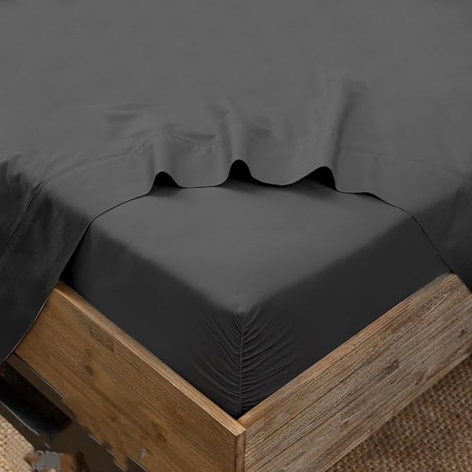 Image of Bedsheet Microfiber with 2 Pillow Cover chadar - Soft and Breathable - Wrinkle Free Flat Sheet with 2 Pillow Cases - Single Bed Sheet-Fade Resistance bedsheets for Single Bed - Dark Grey Single