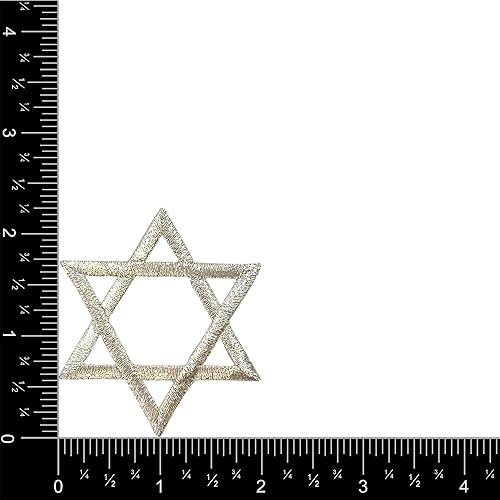 Miniatura 2 de Parche para planchar con estrella de David, Hanukkah, judío, bordado, (2 pulgadas) (plata, 1 unidad)