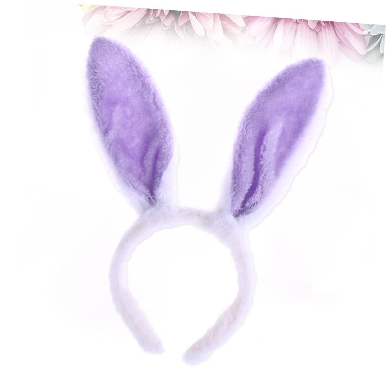 HONMEET Plush Bunny Ears Hairband Soft Fleece Fabric Comfortable Fit White and Purple for Boy Girl Toddlers Teens and Adults - Image 4
